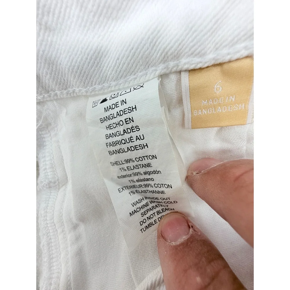 Michael Kors White Front Seam Straight Leg Denim Jeans Pants Womens Size 6 Gold